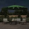 Sonnenschirm, Ampelschirm, Gartenschirm mit LED-Beleuchtung und Metall-Mast 350 cm Grün Bild 3