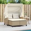 vidaXL Gartensofa 2-Sitzer mit Dach und Hockern Beige Poly Rattan 365784 Bild 3