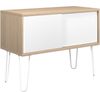 MultiRange Sideboard, natürliche Eiche, Schiebetüren aus Stahl, 4 Stahlfüße, Maße: H 752 x B 1000 x T 450 mm, Farbe: natürliche Eiche/verkehrsweiß Bild 2