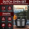 Dutch Oven 4,5 L mit Füßen eingebrannt inkl. 2in1 Deckelheber Bürste Rezeptbuch Gusseisen Feuertopf Bild 2