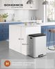 SONGMICS Mülleimer Küche, Mülltrennsystem 2 x 30 L, 2 Fächer für Recycling und Restmüll, Abfalleimer, Inneneimer, Edelstahl, Softclose-Deckel, breites robustes Peda Bild 2