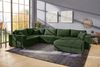 Wohnlandschaft U-Form Sofa Schlaffunktion Couch Bettkasten Cord in Grün Bild 4