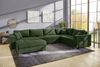 Wohnlandschaft U-Form Sofa Schlaffunktion Couch Bettkasten Cord in Grün Bild 2
