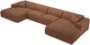 Vente-unique - POGNI Sofa SamtStoff Rot - B 166 cm x H 73 cm x L 356 cm Bild 5