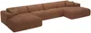 Vente-unique - POGNI Sofa SamtStoff Rot - B 166 cm x H 73 cm x L 356 cm Bild 4