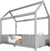 Kindereinzelbett 90×200 cm aus Massivholz mit Rausfallschutz und Lattenrost, grau Bild 5