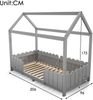 Kindereinzelbett 90×200 cm aus Massivholz mit Rausfallschutz und Lattenrost, grau Bild 4