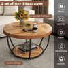COSTWAY Couchtisch, Couchtisch rund, Sofatisch Holz mit 2 Ebenen & Metallrahmen 80cm Bild 2