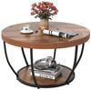 COSTWAY Couchtisch, Couchtisch rund, Sofatisch Holz mit 2 Ebenen & Metallrahmen 80cm Bild 5