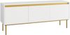 TV-Lowboard Carmesi 3D mit 3 Klappen, Untergestell aus Metall (Farbe: Weiß / Weiß + Gold) Bild 3
