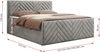 Boxspringbett mit zwei Bettkästen, 7 Härtezonen Multipocket-Matratzen, dekoratives Kopfteil und Front, Doppelbett - PARIS DUO - 200 x 200 cm - Hellgrau Velours - H3 Bild 5