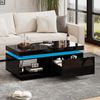 Couchtisch 100x50x40,3 cm mit LED-Beleuchtung und Schublade in Hochglanz-Schwarz Bild 2