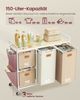 VASAGLE Wäschekorb 4 Fächer, Wäschesammler 150 L, Wäschesortierer, Rollen, Wäschewagen mit Ablage, Wäschesack, kleine seitliche Taschen, 6 Etiketten, naturbeige-kamelbraun-cremeweiß Bild 3