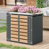 Mülltonnenbox , horizontale Holzmaserungspaneele, trash storage compartments,Abschließbar, Zwei Türen,Pflanzfläche,Diamantförmiges Hohltürpaneel Bild 5