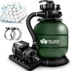 tillvex Sandfilteranlage Sandfilteranlage 7.900L/h + 400g Filterbällen (Set, + Pumpe Filteranlage 7-Wege Ventil & 2in1 Adapter Ø32mm - 38mm), Poolfilter mit Druckanzeige Sandfilter Schwimmbecken Bild 4