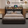 Furnishings Home Polsterbett Schwarzes Doppelbett PU (Set, Bett), Hausbett, mit Bettkasten, mit LED-Licht, mit USB-Anschluss Bild 3