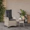 vidaXL Gartensessel mit Kissen Verstellbar Hellgrau Poly Rattan 365214 Bild 3