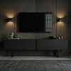 Modern Industrial TV Stand, Black Wood Finish, 180 x 50 x 30 cm | 100% Melamine Coated Particle Board, 18 mm Thickness | Stylish & Functional Design for Living Room & Entertainment Spaces Bild 3