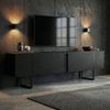 Modern Industrial TV Stand, Black Wood Finish, 180 x 50 x 30 cm | 100% Melamine Coated Particle Board, 18 mm Thickness | Stylish & Functional Design for Living Room & Entertainment Spaces Bild 2
