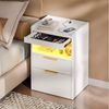 Mondeer Nachttisch LED Nachtkommode (Packung, Beistelltisch mit Steckdosen), mit LED-Beleuchtung & 2 USB Ladestation, 3 Schubladen Bild 2