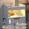 Mondeer Nachttisch LED Nachtkommode (Packung, Beistelltisch mit Steckdosen), mit LED-Beleuchtung & 2 USB Ladestation, 3 Schubladen Bild 4