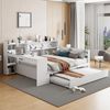 Kinderbett 140×200 cm mit Ausziehbett, Schreibtisch und Stauraum, Weiß, ohne Matratze Bild 3