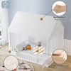 Novelux Kinderbett 140x200 Hausbett mit Vorhängen und Stauraumfach – Kiefer, MDF & Sperrholz in Weiß, Lattenrost, Außenmaß 207 x 150,4 x 182,4 cm Bild 3