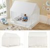 Novelux Kinderbett 140x200 Hausbett mit Vorhängen und Stauraumfach – Kiefer, MDF & Sperrholz in Weiß, Lattenrost, Außenmaß 207 x 150,4 x 182,4 cm Bild 5