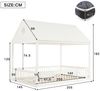Novelux Kinderbett 140x200 Hausbett mit Vorhängen und Stauraumfach – Kiefer, MDF & Sperrholz in Weiß, Lattenrost, Außenmaß 207 x 150,4 x 182,4 cm Bild 2