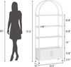 GarveeMore Bücherregal Gewölbtes mit 2 Türen,stabilem Metallrahmen,181cm, 4-stöckiges gewölbtes Ausstellungsregal für Büro,Schlafzimmer,weiß Bild 4