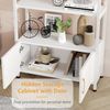 GarveeMore Bücherregal Gewölbtes mit 2 Türen,stabilem Metallrahmen,181cm, 4-stöckiges gewölbtes Ausstellungsregal für Büro,Schlafzimmer,weiß Bild 2