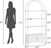 GarveeMore Bücherregal Gewölbtes mit 2 Türen,stabilem Metallrahmen,181cm, 4-stöckiges gewölbtes Ausstellungsregal für Büro,Schlafzimmer,weiß Bild 3