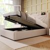 Polsterbett mit Stauraum, USB-Anschluss & Matratze, 90x200 cm, Beige Bild 2