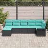 vidaXL Gartensofa-set mit Kissen 7 pcs Schwarz Poly-Rattan 3345456 Bild 3