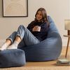 Icon Dalton Sitzsack mit Hocker Cord, Denimblau, Gaming Sitzsack Erwachsene mit Füllung, Bean Bag, Cord Sessel, Lounge Sessel, Lounge Stuhl, Schlafzimmer, Wohnzimmer, Wohnzimmer Möbel Bild 2