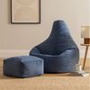 Icon Dalton Sitzsack mit Hocker Cord, Denimblau, Gaming Sitzsack Erwachsene mit Füllung, Bean Bag, Cord Sessel, Lounge Sessel, Lounge Stuhl, Schlafzimmer, Wohnzimmer, Wohnzimmer Möbel Bild 3