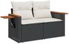 vidaXL Gartensofa mit Kissen 2-Sitzer Schwarz Poly Rattan 366009 Bild 2