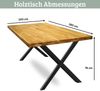 Massivholz Wohnzimmertisch MEDO - 180x100cm, Eichenholz, X Gestell | Esstisch Holz Küchentisch Esszimmertisch Bild 2