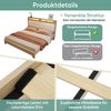 Doppelbett 160x200 cm mit LED-Kopfteil & Stauraum, ohne Matratze, Eiche/Beige Bild 5