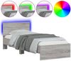 vidaXL Bettgestell mit Kopfteil und LED-Leuchten Grau Sonoma 90x190 cm 838839 Bild 2