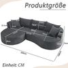 3-Sitzer Sofa in Grau H 76 x T 264 x B 168 cm aus weichem Kordstoff mit Getränkehaltern Bild 5