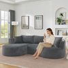 3-Sitzer Sofa in Grau H 76 x T 264 x B 168 cm aus weichem Kordstoff mit Getränkehaltern Bild 2