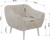 Polstersessel PIRS 1 skandinavischer Design 1-Sitzer, Sessel mit Wellenfederung, weiße Füße, Einzelsessel, Hoher Sitzkomfort - Beige Cord Bild 5