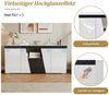 BlingBin Sideboard Wohnzimmerschrank Anrichte Küchenschrank (Abgewinkeltes Design, 1 St, mit LED-Lichtleiste, 3 Schränken und 4 Türen), 140L x 40B x 65H cm, Schwarz + Weiß Bild 4
