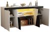 BlingBin Sideboard Wohnzimmerschrank Anrichte Küchenschrank (Abgewinkeltes Design, 1 St, mit LED-Lichtleiste, 3 Schränken und 4 Türen), 140L x 40B x 65H cm, Schwarz + Weiß Bild 2
