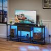 OYRREU TV-Schrank 120cm, Fernsehschrank mit LED-Beleuchtung, Steckdosen & USB App-gesteuerte Mehrfarben-LED-Beleuchtung Bild 4