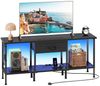 OYRREU TV-Schrank 120cm, Fernsehschrank mit LED-Beleuchtung, Steckdosen & USB App-gesteuerte Mehrfarben-LED-Beleuchtung Bild 3