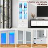 LED-Vitrine, 60x35,5x165 cm, weiße Vitrine mit 16-Farben LED, Glasfront & 2 Schubladen Bild 4