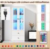 LED-Vitrine, 60x35,5x165 cm, weiße Vitrine mit 16-Farben LED, Glasfront & 2 Schubladen Bild 5