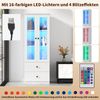 LED-Vitrine, 60x35,5x165 cm, weiße Vitrine mit 16-Farben LED, Glasfront & 2 Schubladen Bild 5